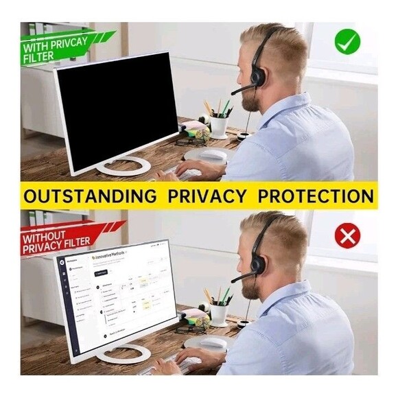 19.5" Hanging Computer Privacy Screen for 16:9 Computer Monitor Anti Blue Light - Picture 2 of 8